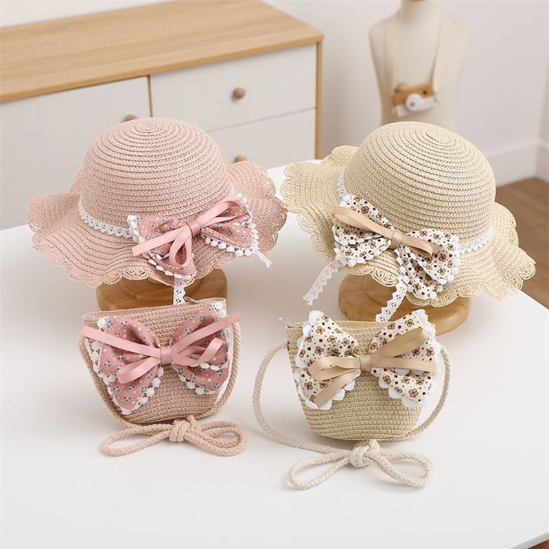 Borse in paglia per bambini, neonati estivi, ragazze all'aperto, cappelli, cappelli da sole da principessa_voghion.com