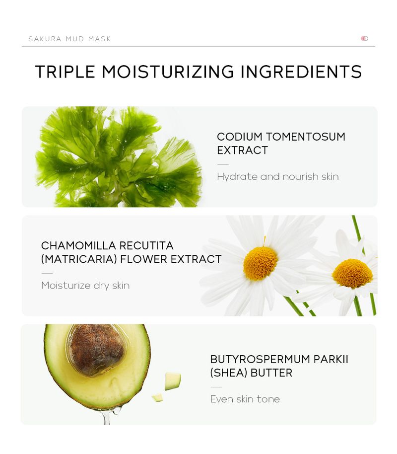 Trattamenti e maschere Maschera di fango Sakura (scatola colorata) 30 g Detergente, idratante e nutriente FDA_voghion.com