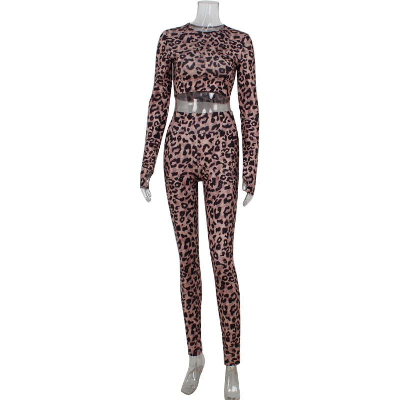 Ensemble deux pièces pour femme, haut court et pantalon long, moulant et sexy, imprimé léopard_voghion.com