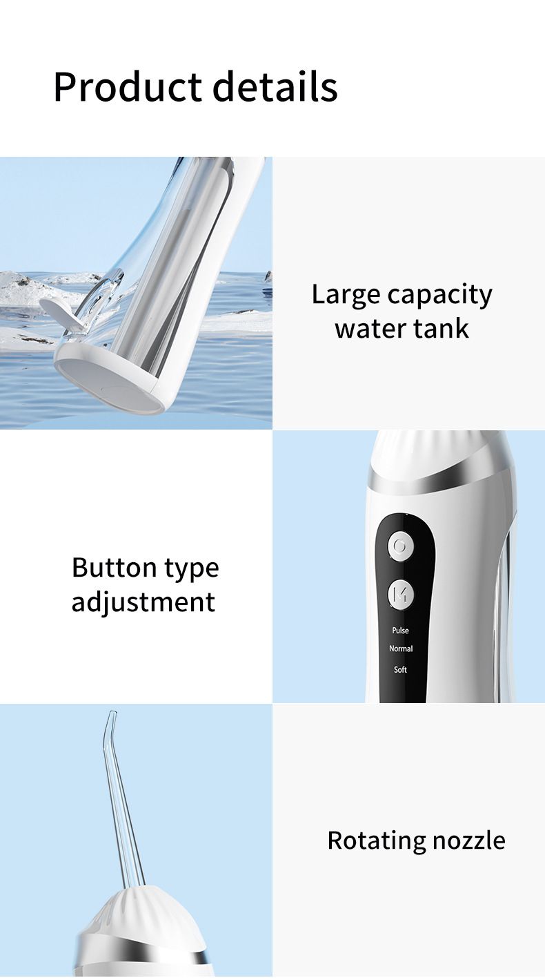 Tragbarer Wasser-Zahnseide-Apparat, Elektrischer Munddusche Für Die Zahnreinigung, Schnurlose Pflege Für Den Heimgebrauch_voghion.com