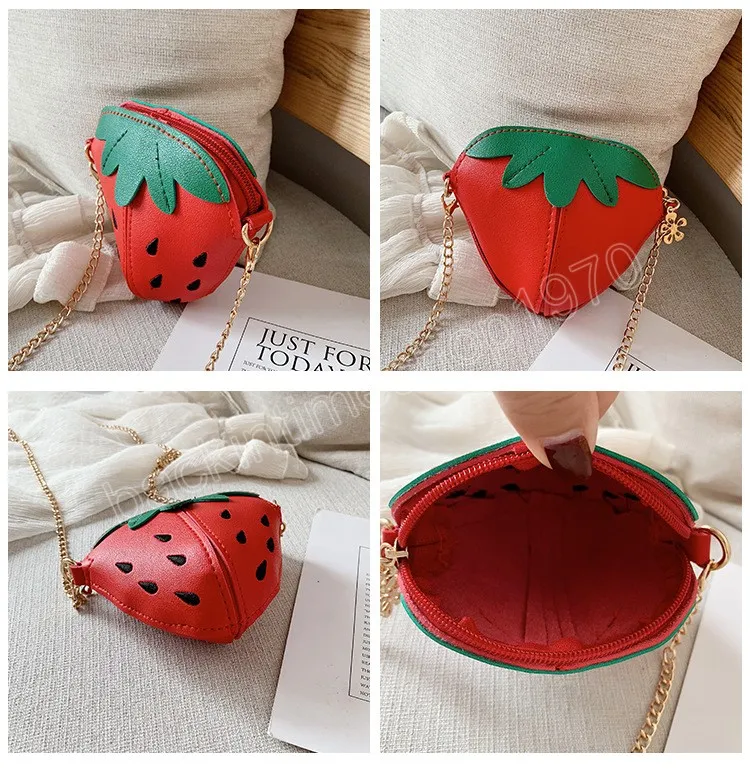 Mini borsetta per bambini Borse a tracolla per fragole con frutta per bambine carine Portafogli per bambini con piccola moneta per bambini Kawaii_voghion.com