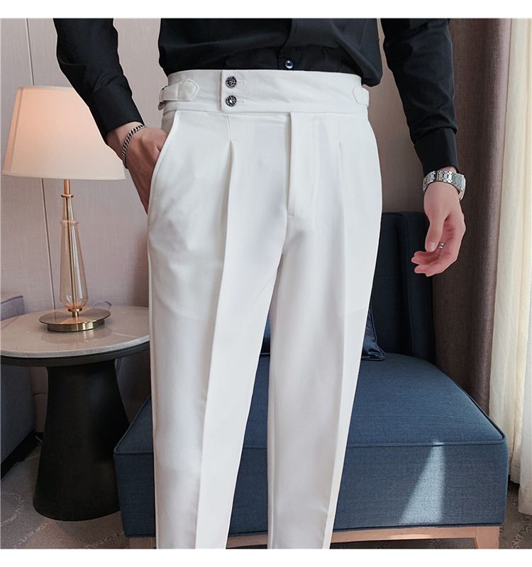 New Neapolitan Drape High Waist Men's Casual Pants Trendy Trousers_voghion.com
