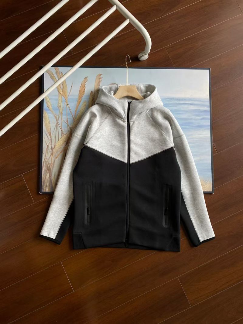 2025 New Men's Color Block Hooded Jacket 54 Loose Wide-Leg Pants 61 Casual Sports Set_voghion.com