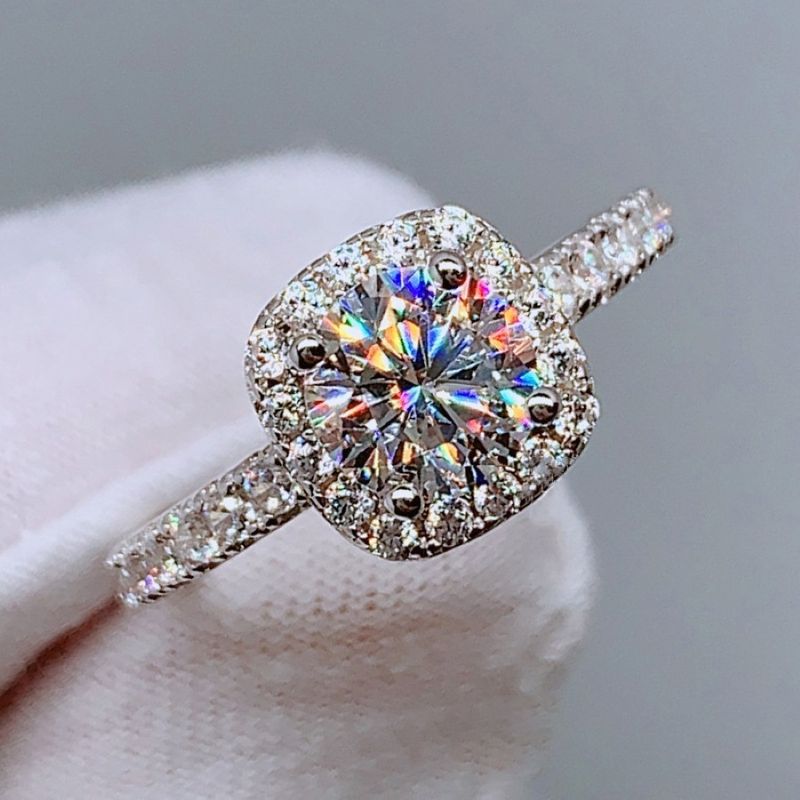 Live For Women Moissanit Klassischer sechszackiger 1-Karat-Prinzessin-Schliff-Ring für Damen, verstellbar_voghion.com
