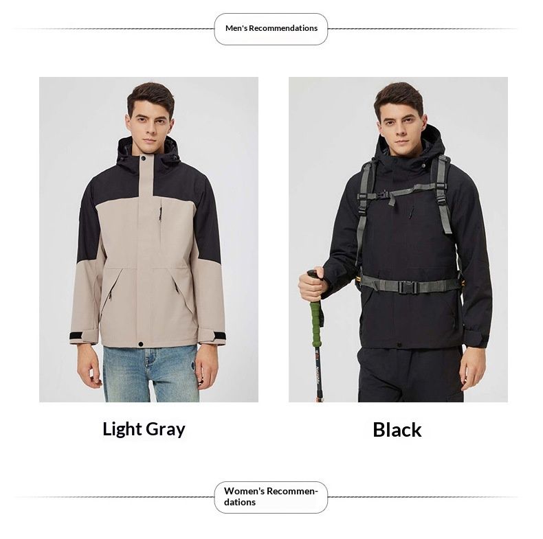 QFV50704555550<== Erkek ve Kadın Tam Isı Yalıtımlı Bantlı Rüzgar Geçirmez Su Geçirmez 3'ü 1 Arada Çıkarılabilir Ceket Açık Hava Yürüyüş İş Giysisi_voghion.com