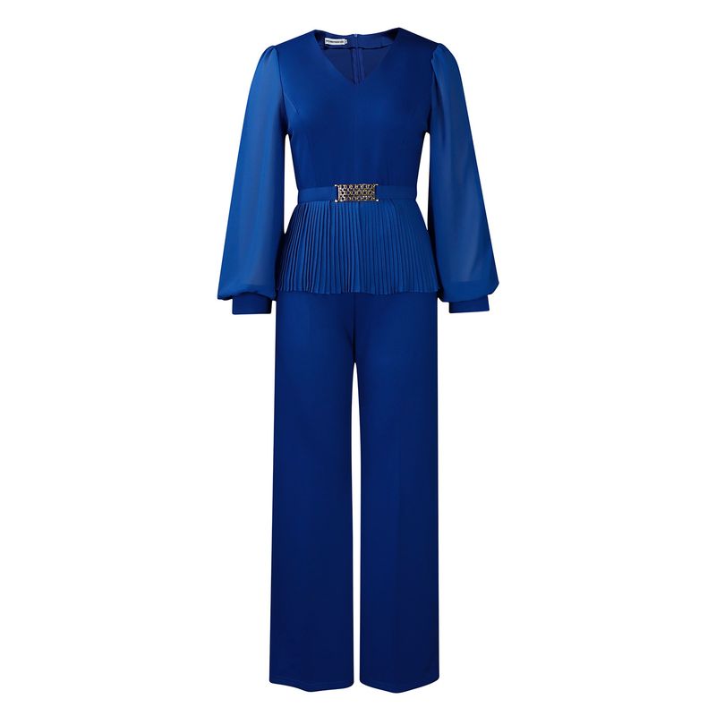 Ropa de mujer Nueva moda tradicional Tongle Top de manga larga Pantalones de pierna ancha Traje de dos piezas_voghion.com