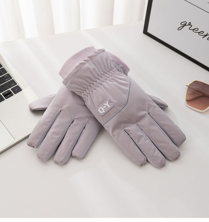 Luvas de ciclismo de lã grossa feminina com tela sensível ao toque e luvas de algodão quentes e impermeáveis para andar de bicicleta elétrica no inverno_voghion.com