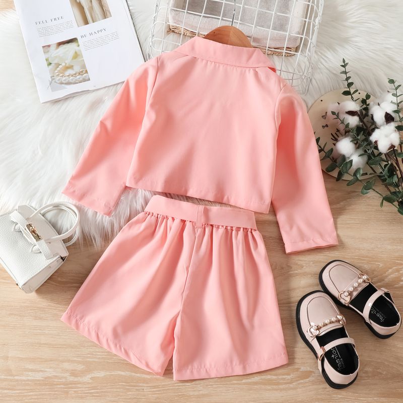 2024 Girls' Spring and Autumn New Style Solid Color Western style Collar Jacket, Suit Top, Coat, Shorts Set_voghion.com