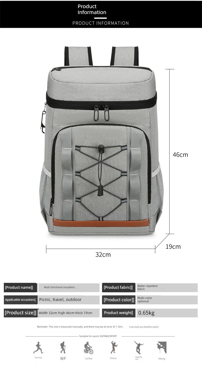 2024 Neuankömmling Isolierter Picknick-Rucksack mit großer Kapazität für draußen Kaltbierbeutel Oxford-Stoff Verdickter Eisbeutel_voghion.com