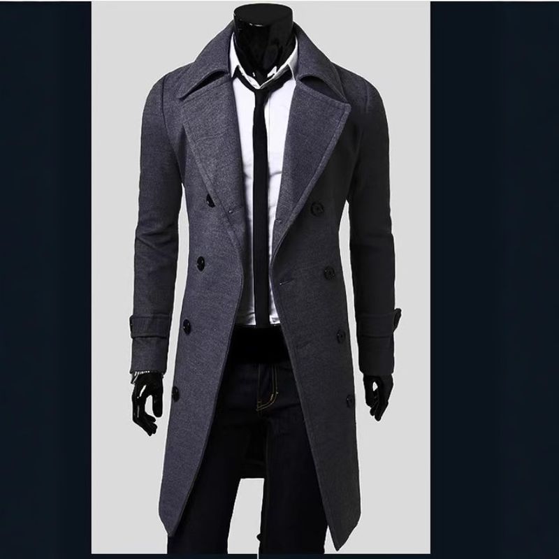 M-4Xl Hierscht a Wanter Laang Duebelknäppt Windjacke Hären Slim Fit Wollmantel Männer_voghion.com