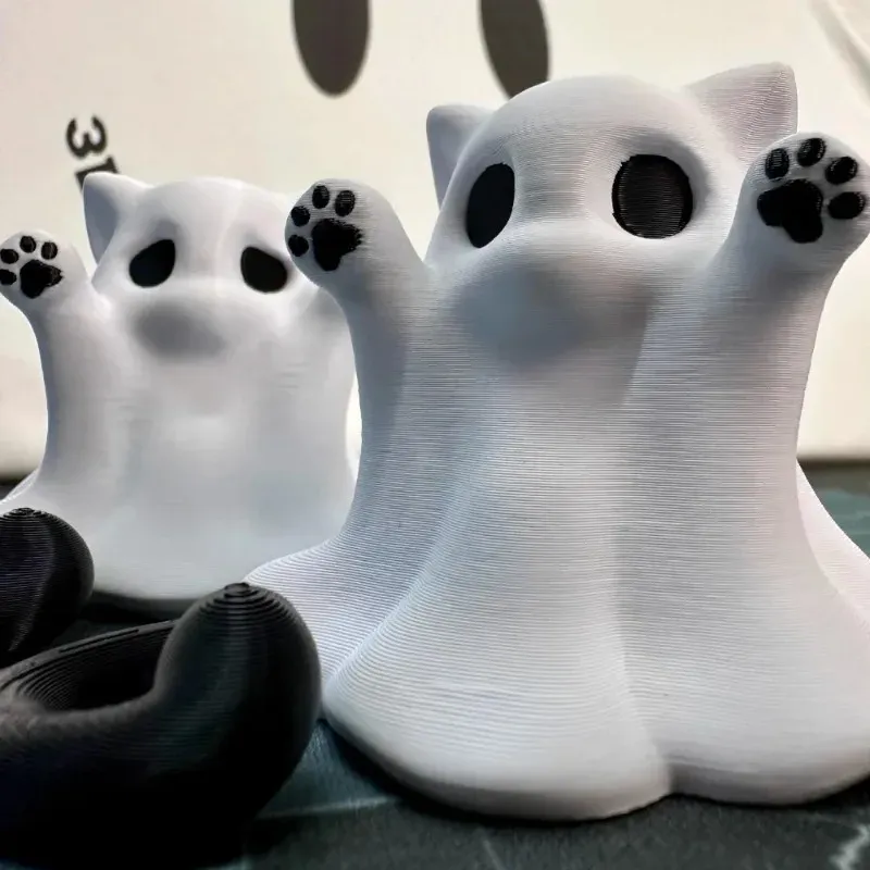 Tiny Kitten Ghost Ornaments: Cute-scared Desktop Vibe Halloween Feeling, Send Girlfriend Cat Gift Home Decor Crafts Item_voghion.com