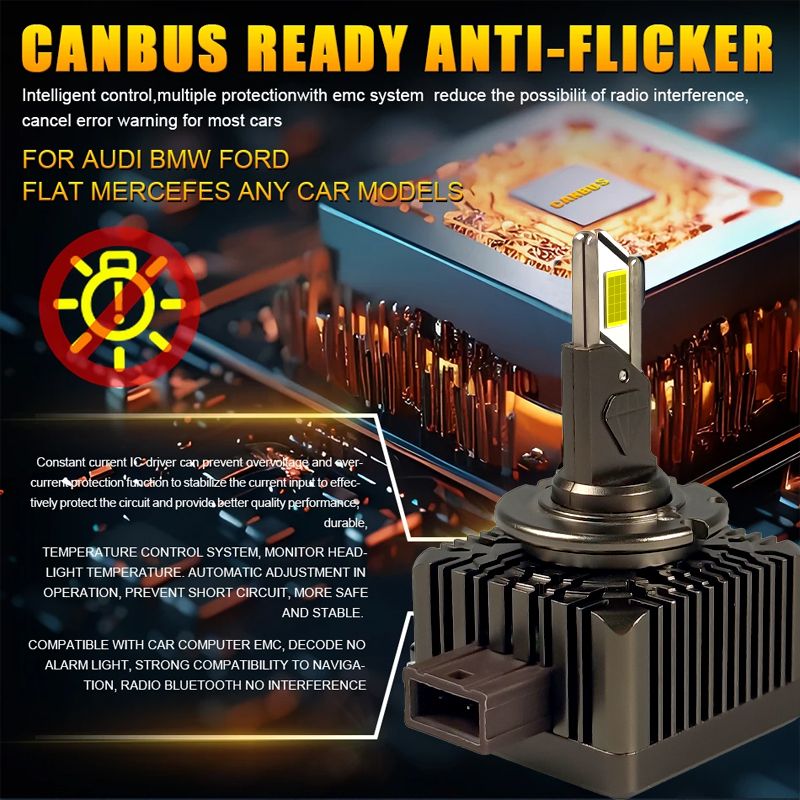 2 lampadine LED D1S D3S per fari auto HID D2S D4S D5S D1R D2R D3R D4R, senza errori, luce automatica, luce fredda 6000K, 12V 24V_voghion.com