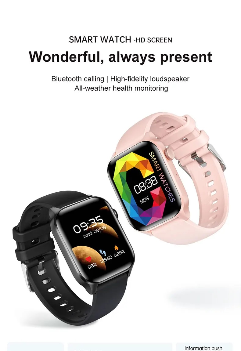 Bluetooth-oproep HD-display Waterdichte Fiess Tracker Smartwatch voor dames heren Gezondheidsmonitor Armband Smart Watch_voghion.com