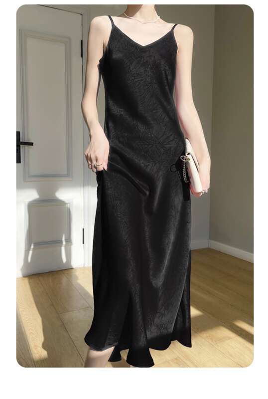 French Dress 25 Years Mulberry Silk Summer Women's High-End Temperament Suspender Base Acetate Satin Long Skirt_voghion.com
