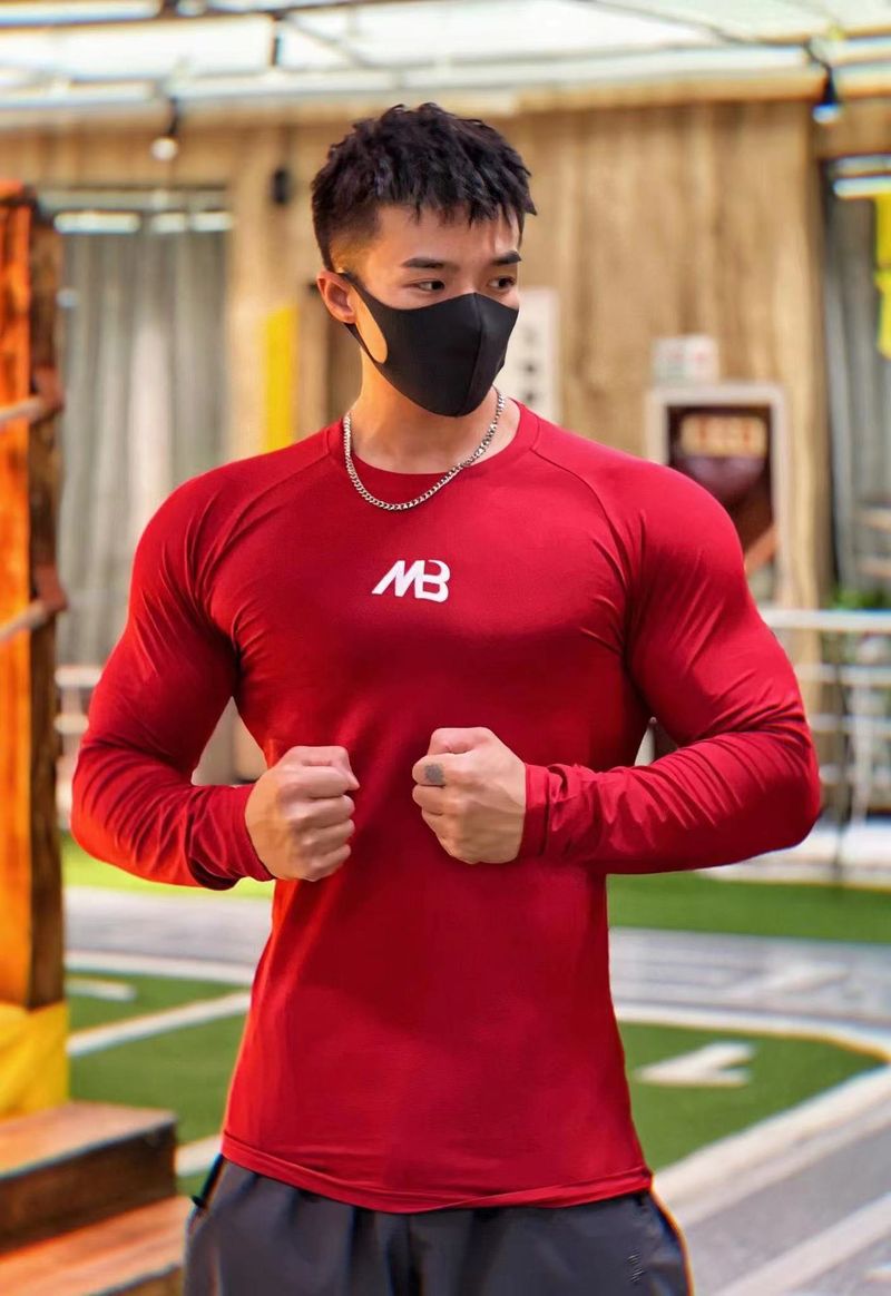 2025 Herfst Fitness Pak Heren Effen Kleur Lange Mouw Strak Elastisch Snel Drogend Sport Top Ademend T-shirt Basis_voghion.com