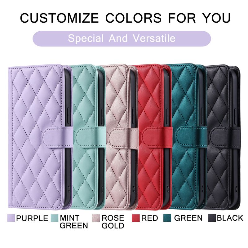 Funda con tapa para iPhone 16 Pro Max con diseño de pata de gallo y ranura para tarjetas, compatible con iPhone 15 y correa cruzada._voghion.com