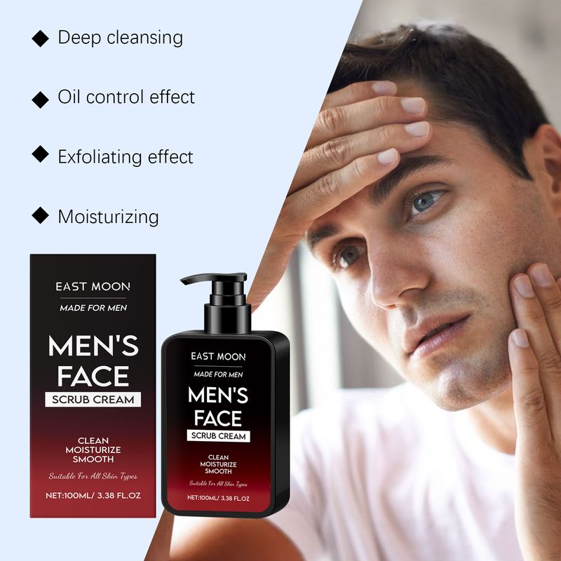 East Moon Men's sanft botzt d'Gesiichtshaut, erfrëschend Feuchtigkeitsscrub a kontrolléiert d'Uelegpeeling_voghion.com