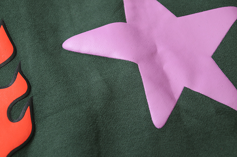 Felpa con cappuccio casual ampia con stampa in schiuma da uomo_voghion.com