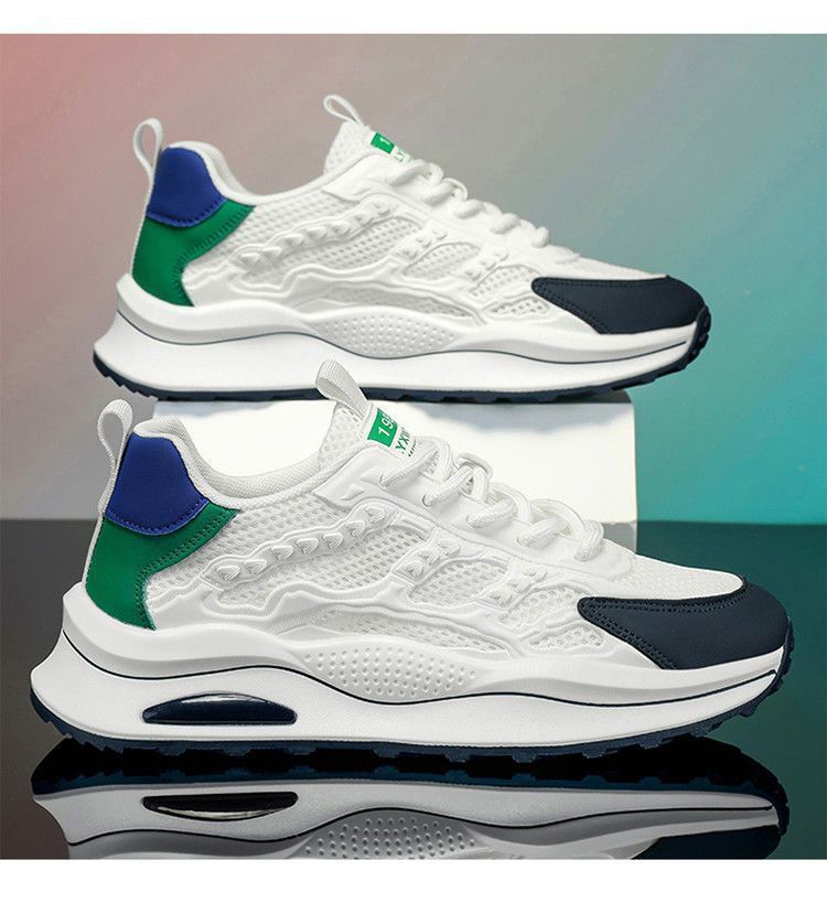 Summer New Multifunctional Thick Bottom Sports Leisure Running Dad Breathable Mesh Men's Small White Shoes_voghion.com