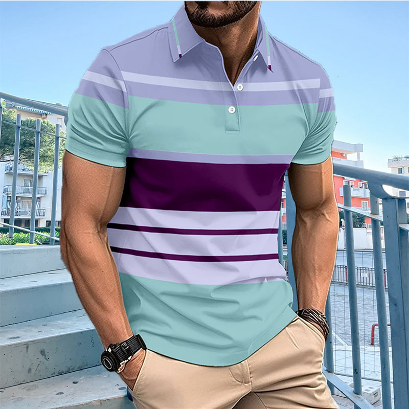 Summer Men's Casual Short-sleeved Polo Shirt Solid Color Lapel Fashion Business Breathable Comfortable Short-sleeved T-shirt_voghion.com
