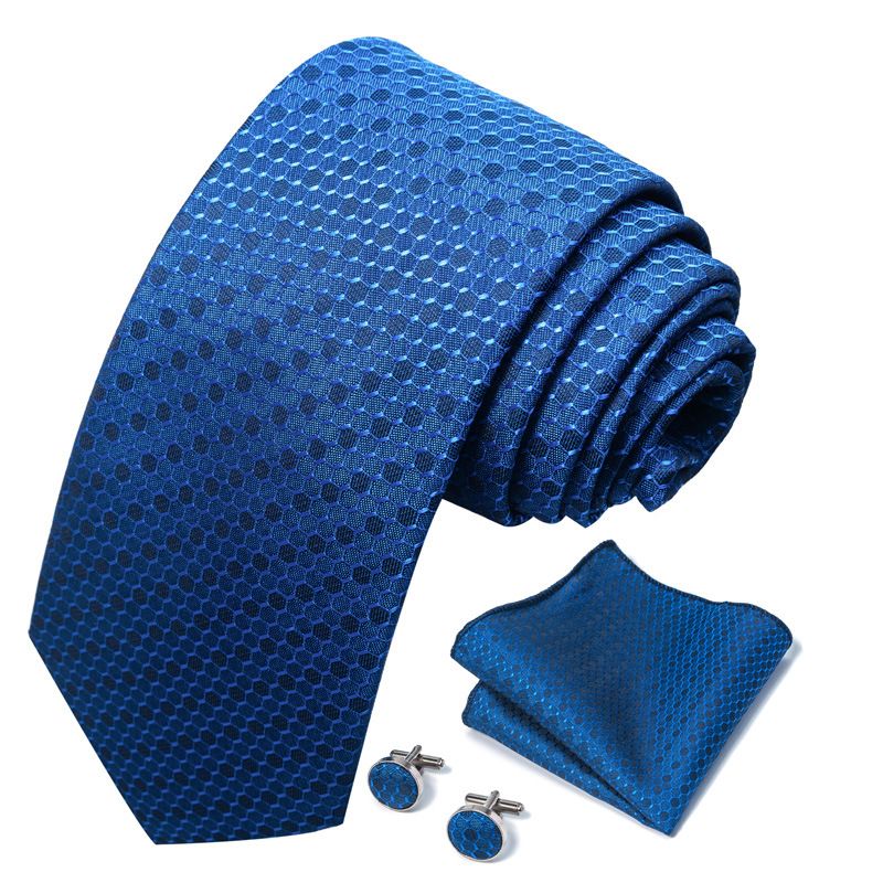 Cravatta da uomo unisex in poliestere da 8 cm, alla moda, con polsino quadrato, set da tre pezzi_voghion.com