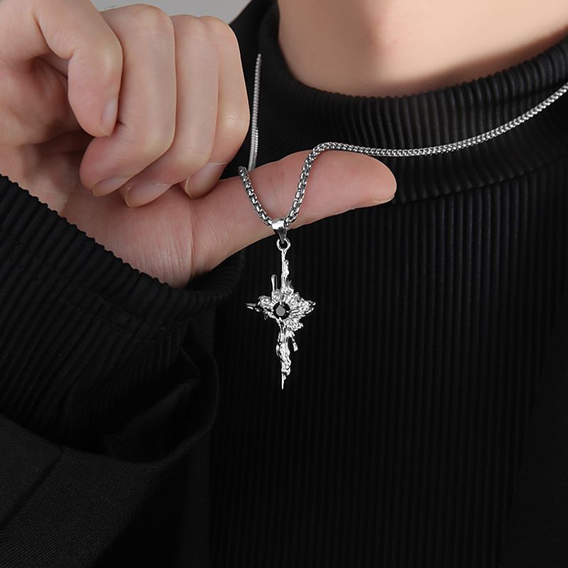 Silver Meteor Necklace For Men Trendy High-end Versatile Light Luxury Accessory Personalized Pendant Student Birthday_voghion.com