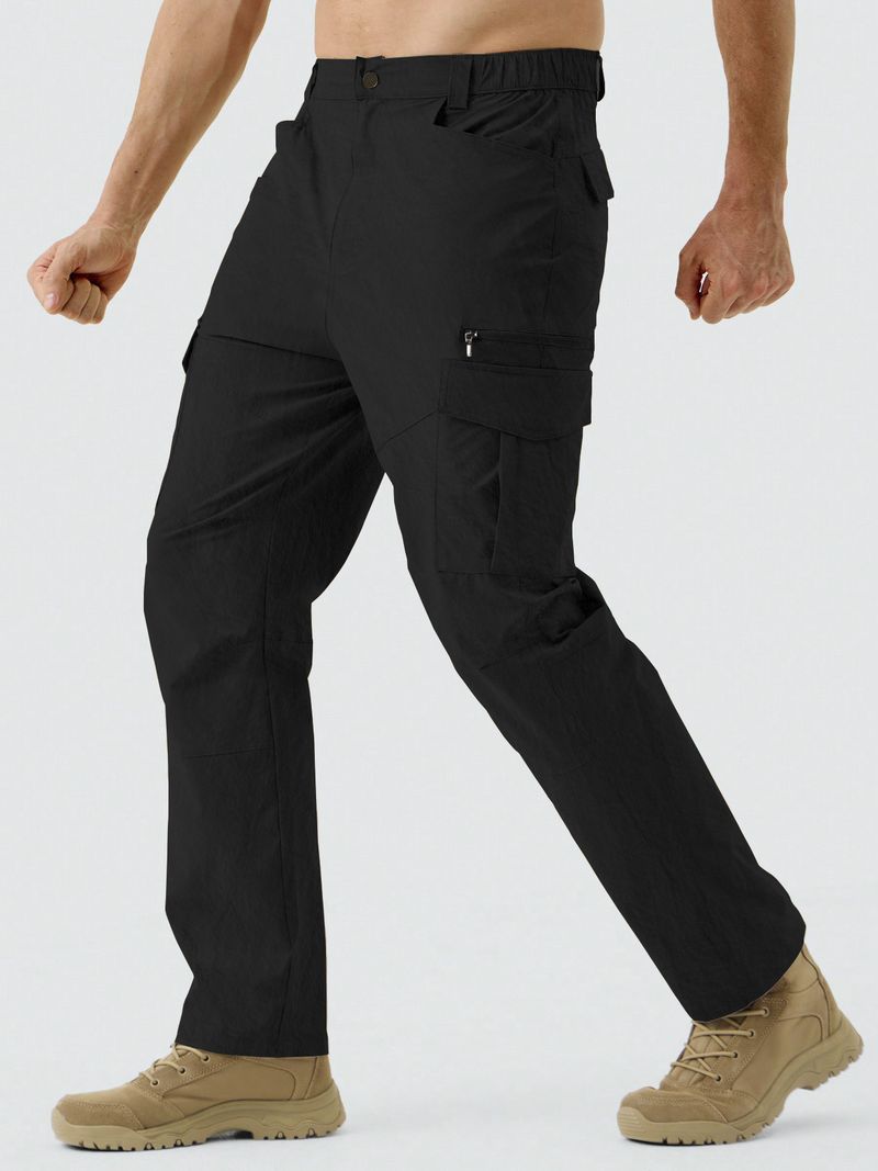Taktische Cargohose für Herren, Arbeitshose für den Außenbereich mit mehreren Taschen, stylisch und strapazierfähig, gerade Passform, Freizeit- und Arbeitskleidung (Schwarz, Khaki, Dunkelgrau)_voghion.com