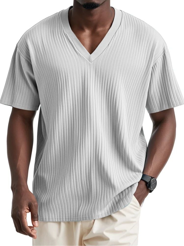 T-shirt d'été à manches courtes et col en V pour homme, décontracté, à séchage rapide_voghion.com