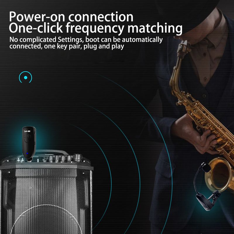 1Pc UHF Dedicated Instruments Saxophone Microphone Wireless Receiver Transmitter Range Plug and Play Great for Trumpets_voghion.com