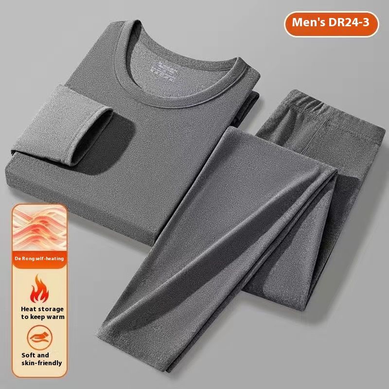 Double sided German self heating thermal underwear, clothes, autumn pants set, round neck men's anti cold and velvet_voghion.com