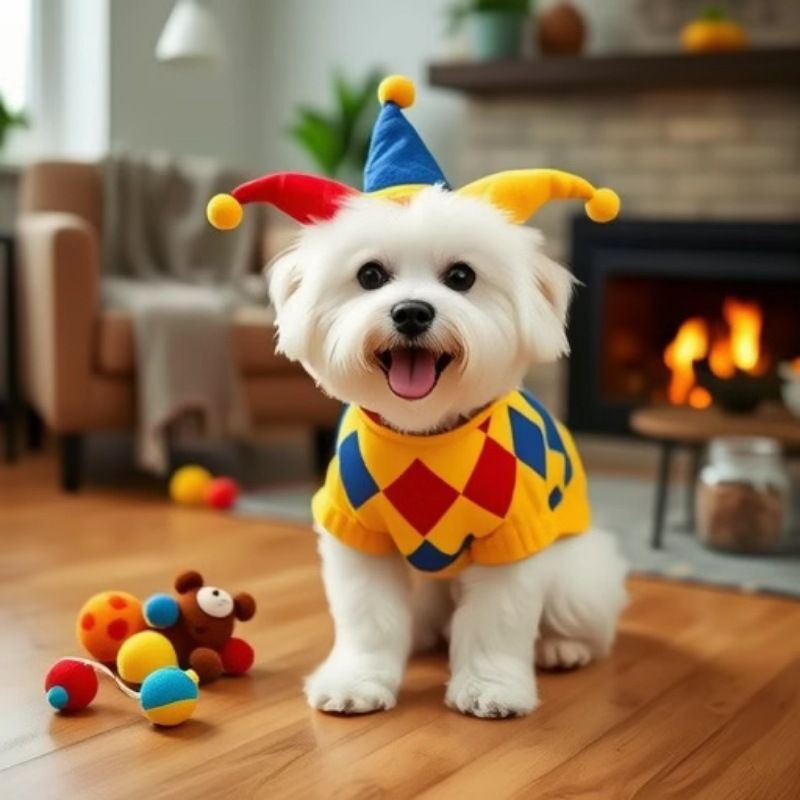 Autumn And Winter Cute Funny Crazy Circus Clown Sweater Halloween Cat Set Pet Dog Clothes_voghion.com