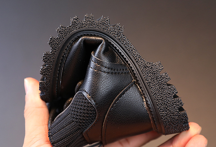 Kinderschoenen Effen enkellaarsjes voor jongens Mode Martens-laarzen met wollen bovenkant voor meisjes Laarzen met zachte zolen Leren laarzen met enkele laars_voghion.com