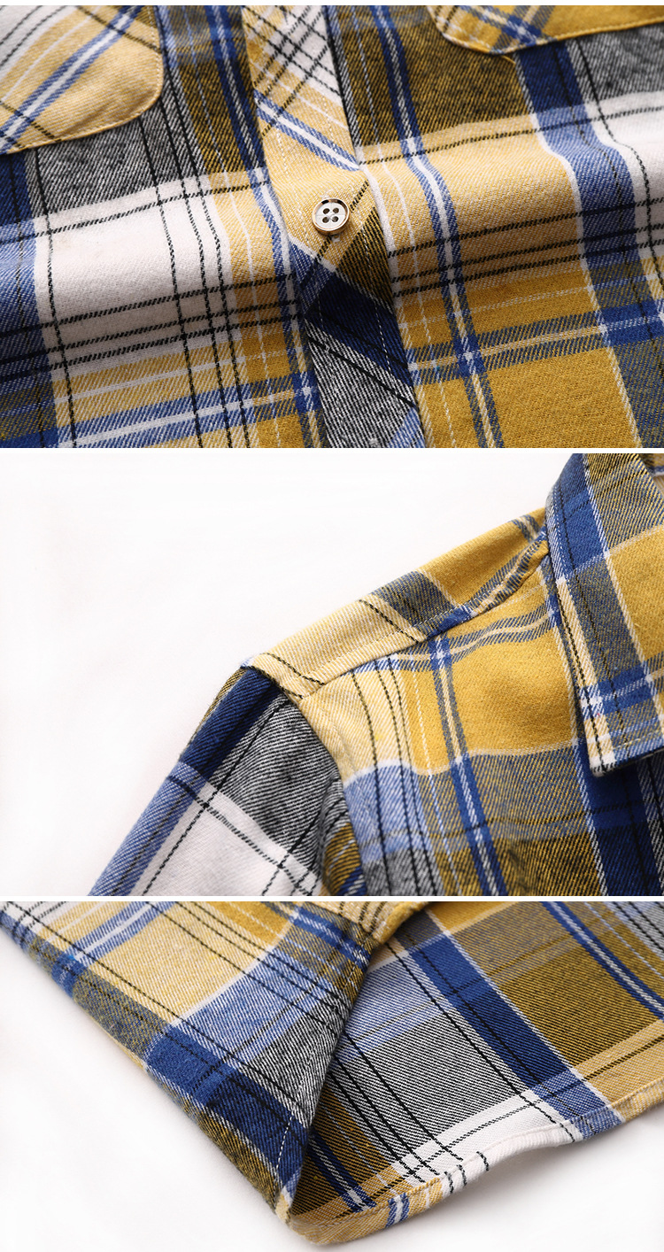 Men's Shirt Double Pocket Plaid Handsome Youth Long-sleeved Shirt Trendy_voghion.com