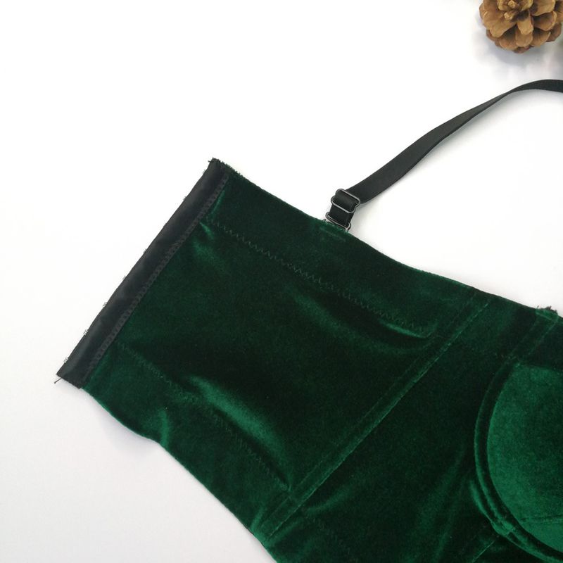 Vêtements pour femmes, bretelles en velours, vêtements d'extérieur, soutien-gorge en arête de poisson, couleur unie, velours coréen avec anneau en acier, gilet gainant, style court, haut tube polyvalent_voghion.com