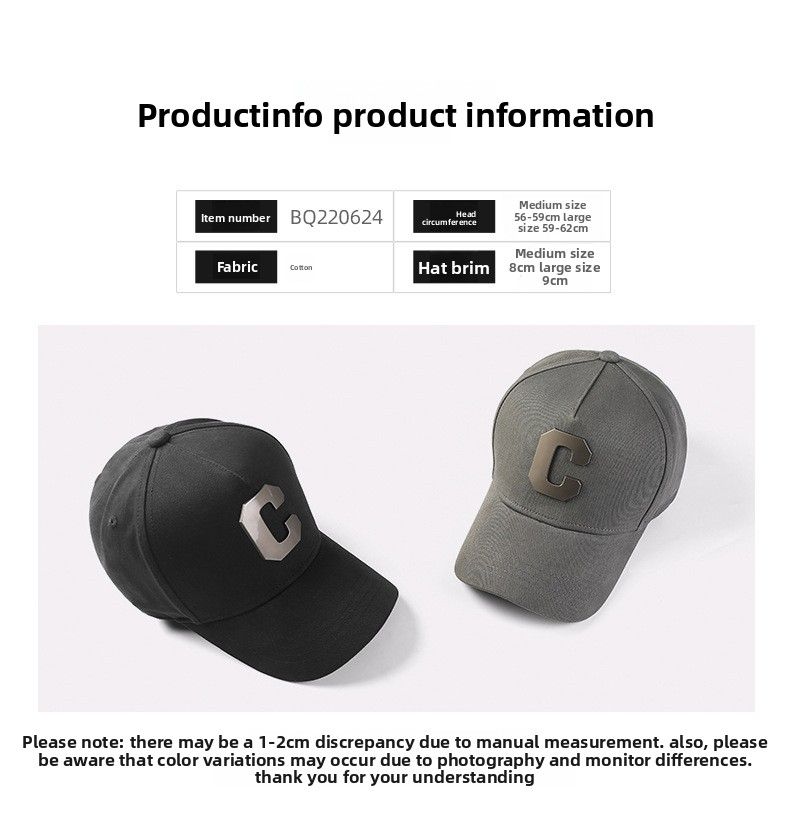 Spring And Summer Big Head Circumference Baseball Cap Men's Hard Top Cap Wholesale Korean Version C Standard Height Crown Hat Simple Versatile Hat_voghion.com