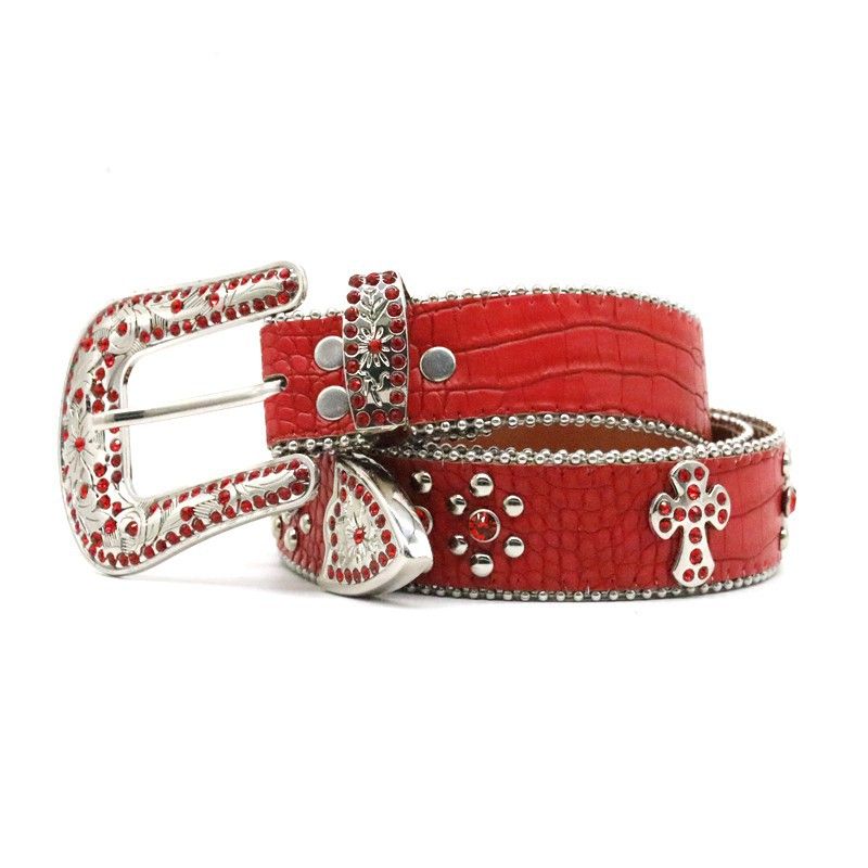 Waterdiamanten riem, universeel legeringskruis voor mannen en vrouwen, ingelegd met klinknagels, gepersonaliseerde hiphop, niche en internet_voghion.com
