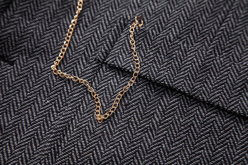 2024 spring/summer herringbone woolen suit, lapel, horse chain, vest, men's vest_voghion.com