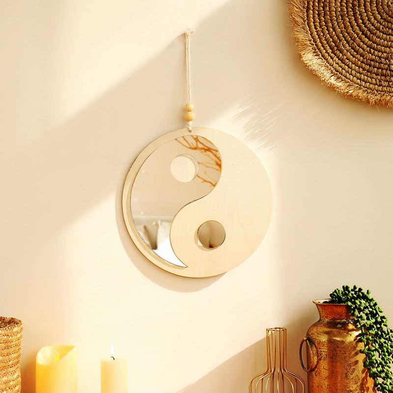 Ciondolo specchio acrilico Tai Chi Bagua in stile cinese Decorazione specchio da parete in legno stile boemo_voghion.com