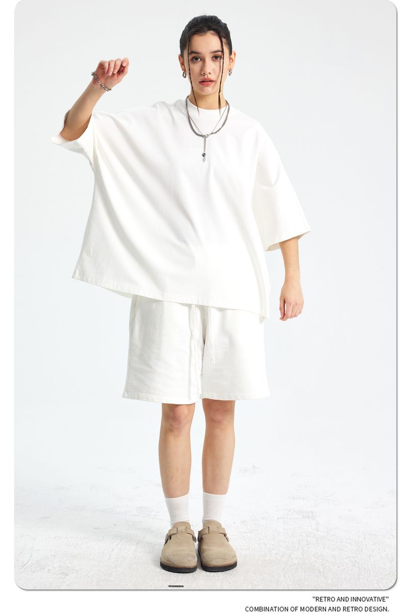 Große, kurze Version, lockeres Herren-Kurzarm-T-Shirt, nahtlos, große Herrenbekleidung_voghion.com