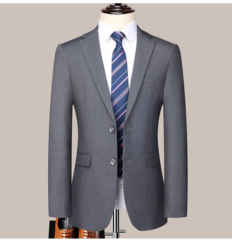 Solid color light business set for men's autumn new youth slim fit two button suit pants_voghion.com