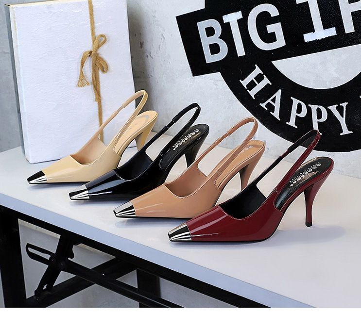 Women's Elegant Square-Toe High Heels With Metal Accents, Open Back & Ankle Strap - Ultra High Stiletto Heels For Parties & Evening Events_voghion.com