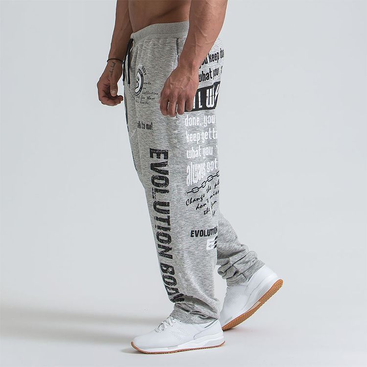 Men's clothing cotton running casual sports pants personality large print loose fitness pants_voghion.com