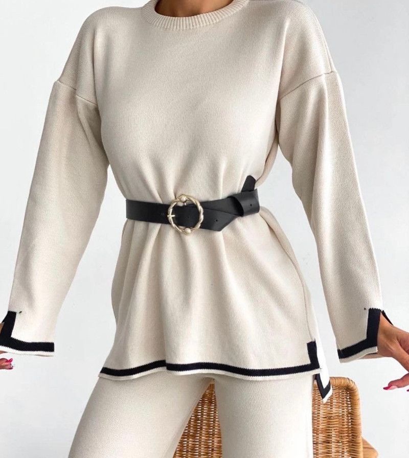 Abbigliamento donna completo maglione a maniche lunghe completo pantaloni maglia_voghion.com