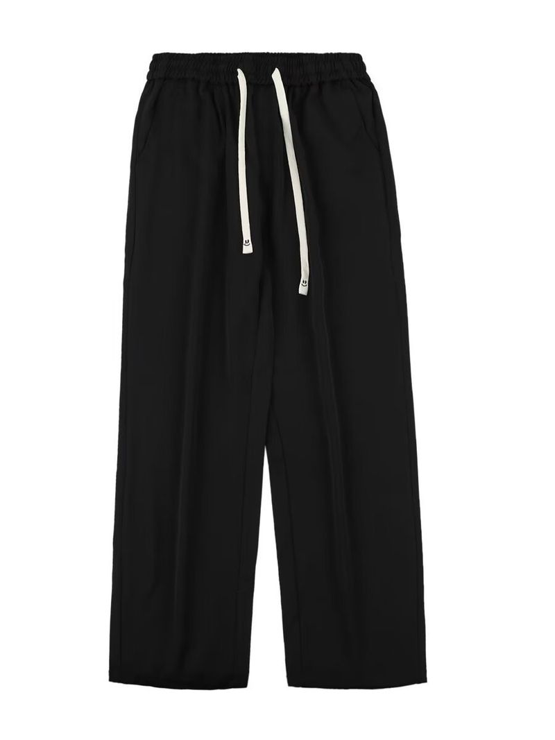 2024 New Khaki Ice Silk Spring And Autumn Suit Loose Straight Leg Casual Pants, Men's Style_voghion.com