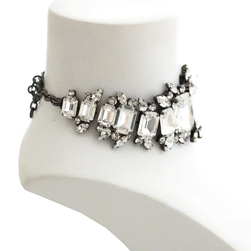 New Geometric Necklace Ladies Party Personality Square Necklace Water Drop Rhinestone Necklace_voghion.com