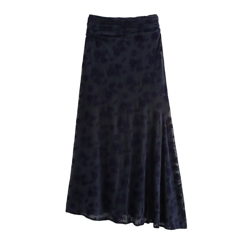 New Women's Fashion Flocked Silk Mesh Backless Top And Skirt Set30671343152530_voghion.com