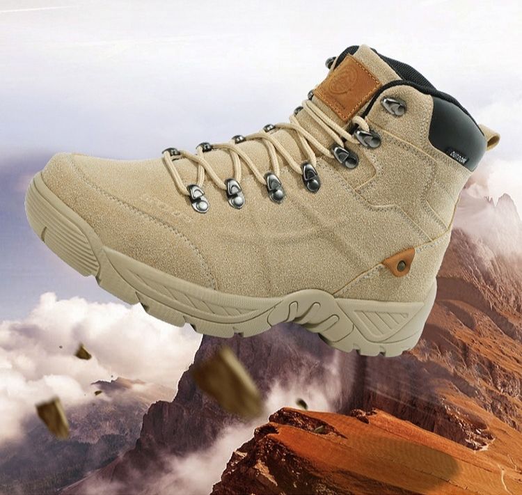 Outdoor High-Top-Stiefel Herren Anti-Rutsch Flache Bequeme Stiefeletten Herren Atmungsaktiv Verschleißfest Lässige Schnür-Wanderschuhe Herren_voghion.com