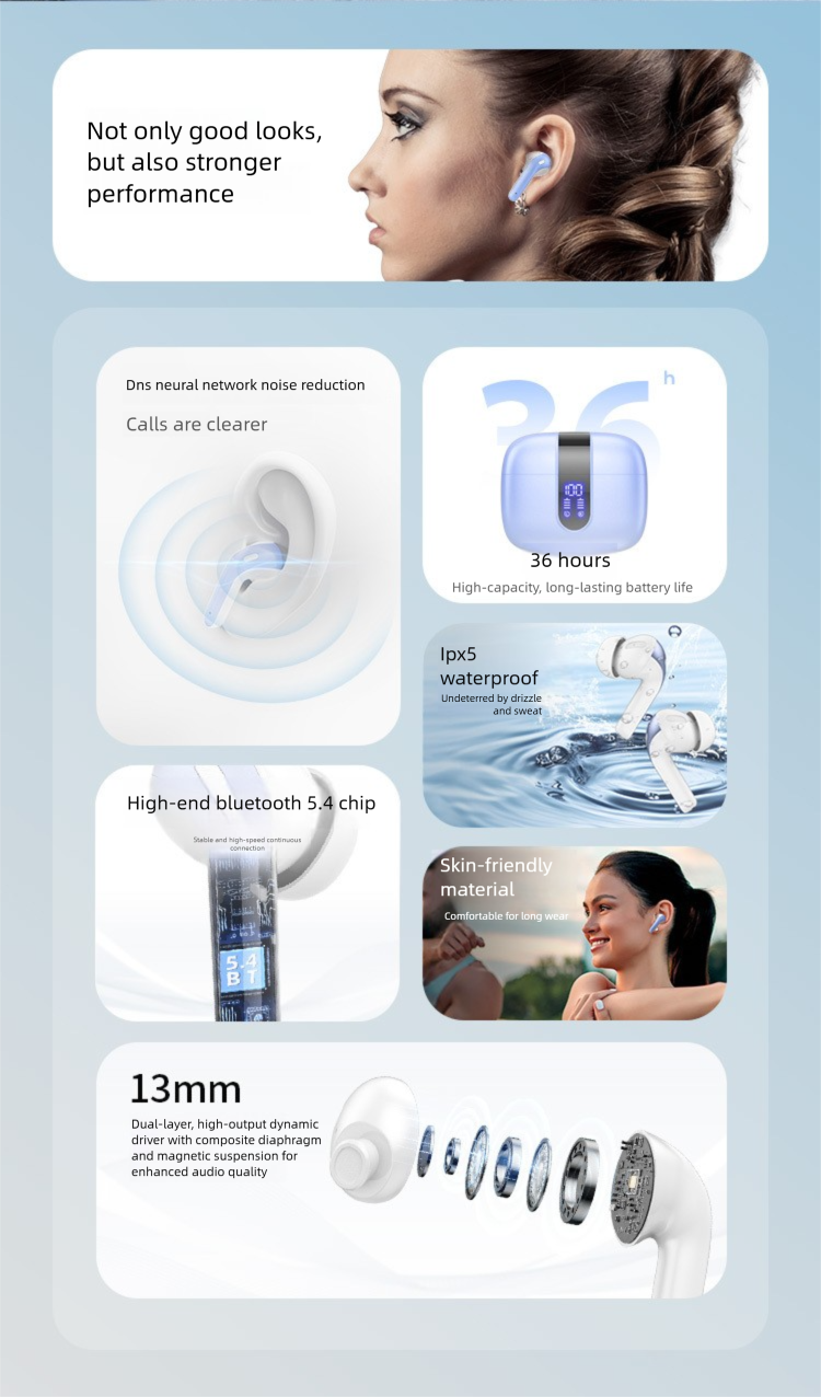 OEM Earbud Sports Wireless Long Battery Life Smart Noise Cancelling Bluetooth Earphones_voghion.com