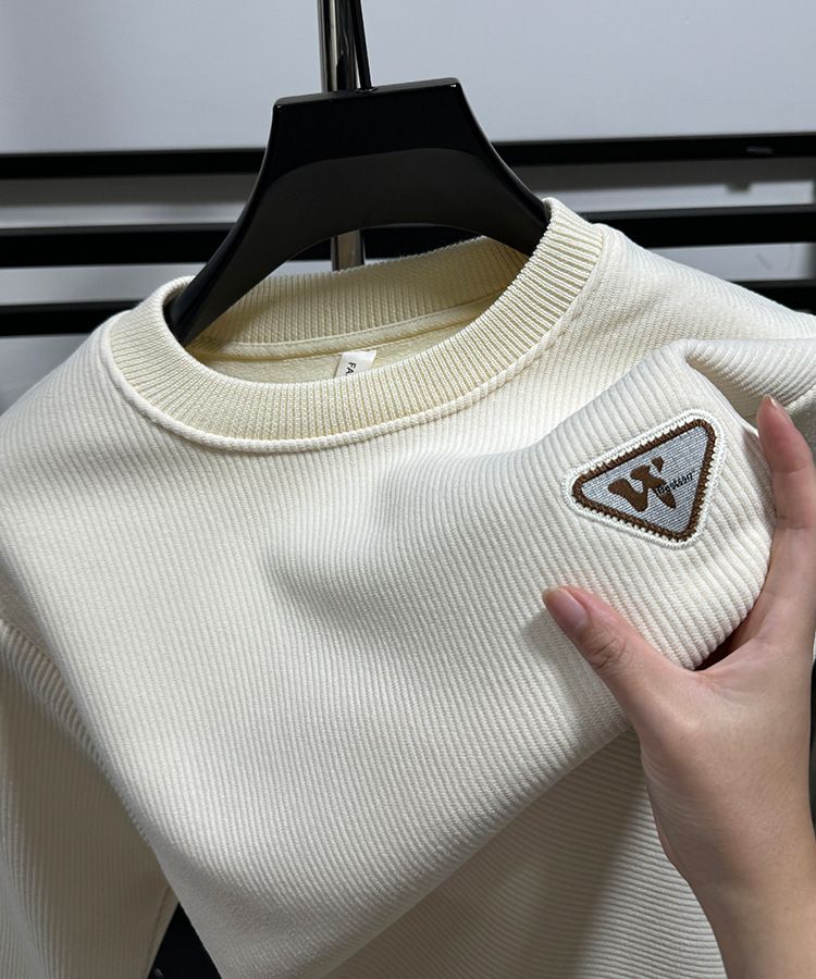 Herren-Winter-Sweatshirt mit Rundhalsausschnitt und Fleecefutter – Weicher und dicker Orion-Strickpullover für lässiges Lagen-Outfit, atmungsaktiv und wärmend_voghion.com