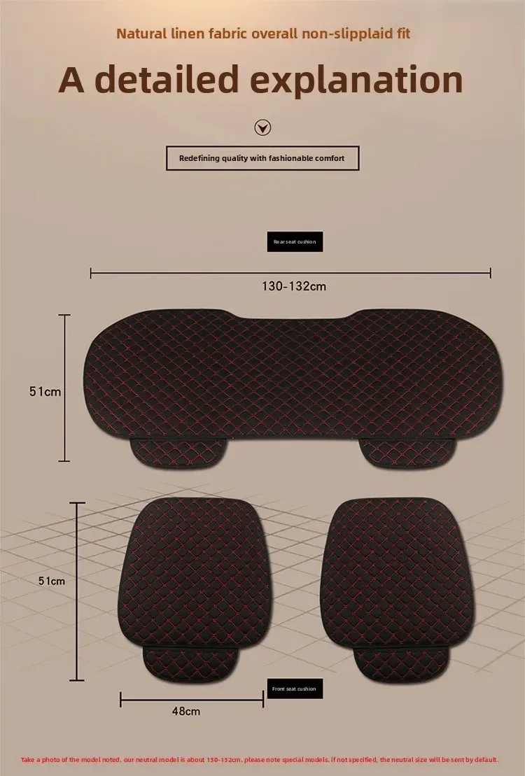 Sitzbezug Flachs Sommer Universal Leinen Vorne Hinten Zurück Kissen Pad Matte Protector Limousine SUV Pick-up Auto Innen_voghion.com
